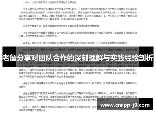 老詹分享对团队合作的深刻理解与实践经验剖析