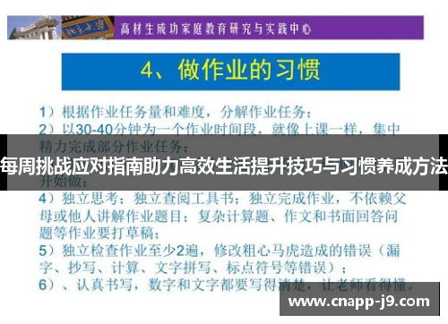 每周挑战应对指南助力高效生活提升技巧与习惯养成方法